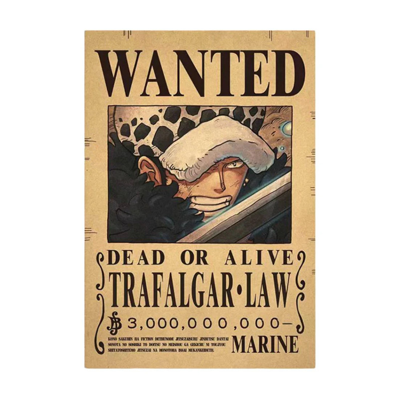 Framed Wanted Dead Or Alive Trafalgar.Law Paper Poster - (42X30CM) ملصق